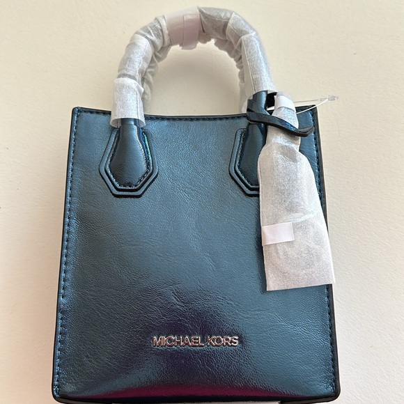 Michael Michael Kors XS Shopper Crossbody Bag Metallic Teal NWT 🔥 - Picture 2 of 11